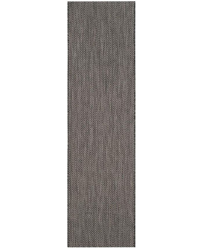 Safavieh Courtyard Black and Beige 2'3" x 8' Runner Outdoor Area Rug