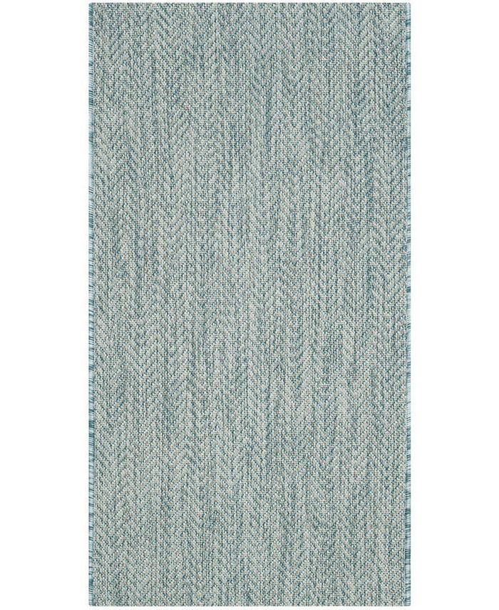 Safavieh Courtyard Aqua and Gray 2' x 3'7" Sisal Weave Outdoor Area Rug