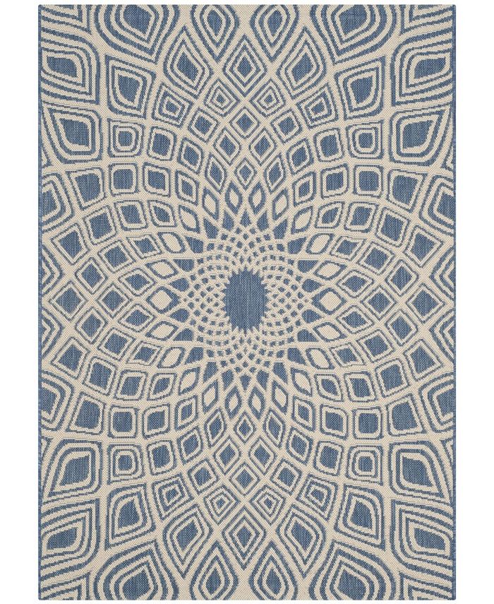 Safavieh Courtyard Blue and Beige 5'3" x 7'7" Sisal Weave Outdoor Area Rug