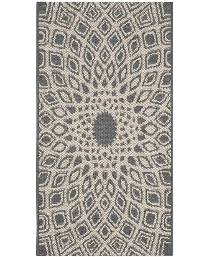 Safavieh Courtyard Anthracite and Beige 2'7" x 5' Sisal Weave Outdoor Area Rug