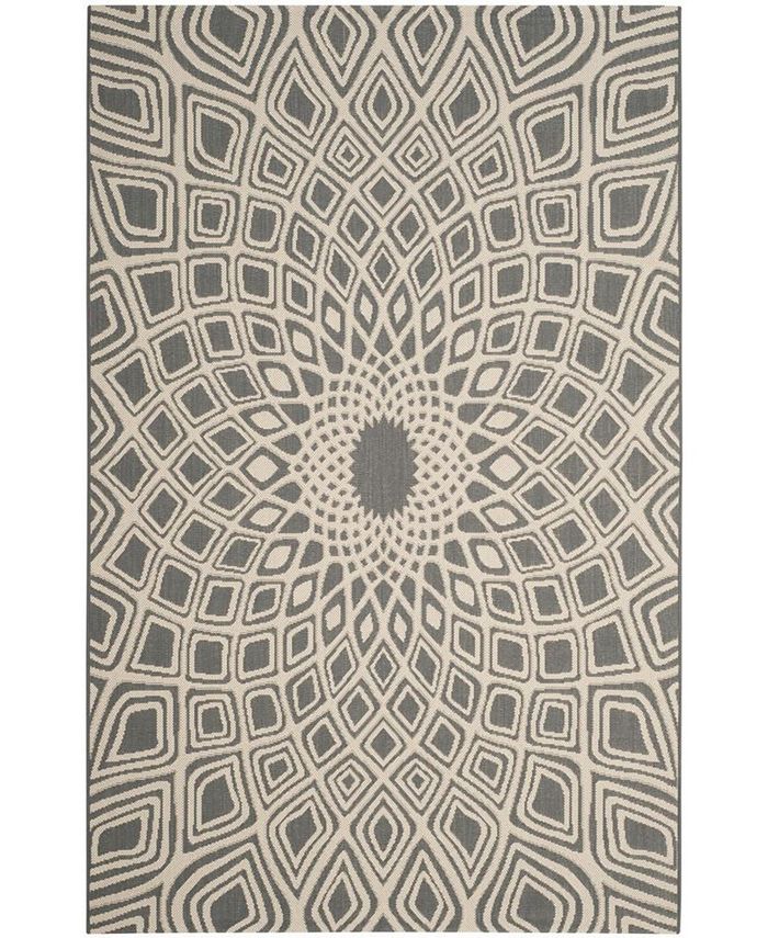 Safavieh Courtyard Anthracite and Beige 5'3" x 7'7" Sisal Weave Outdoor Area Rug