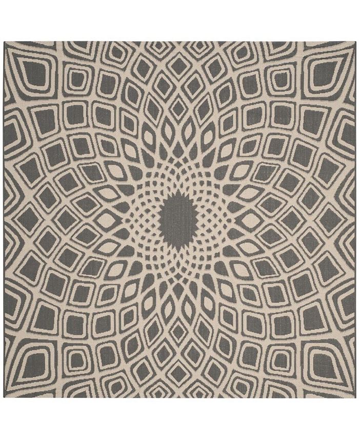 Safavieh Courtyard Anthracite and Beige 6'7" x 6'7" Sisal Weave Square Outdoor Area Rug