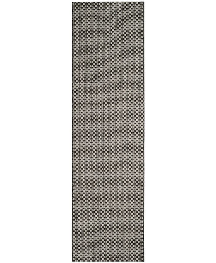 Safavieh Courtyard Black and Light Grey 2'3" x 8' Sisal Weave Runner Outdoor Area Rug