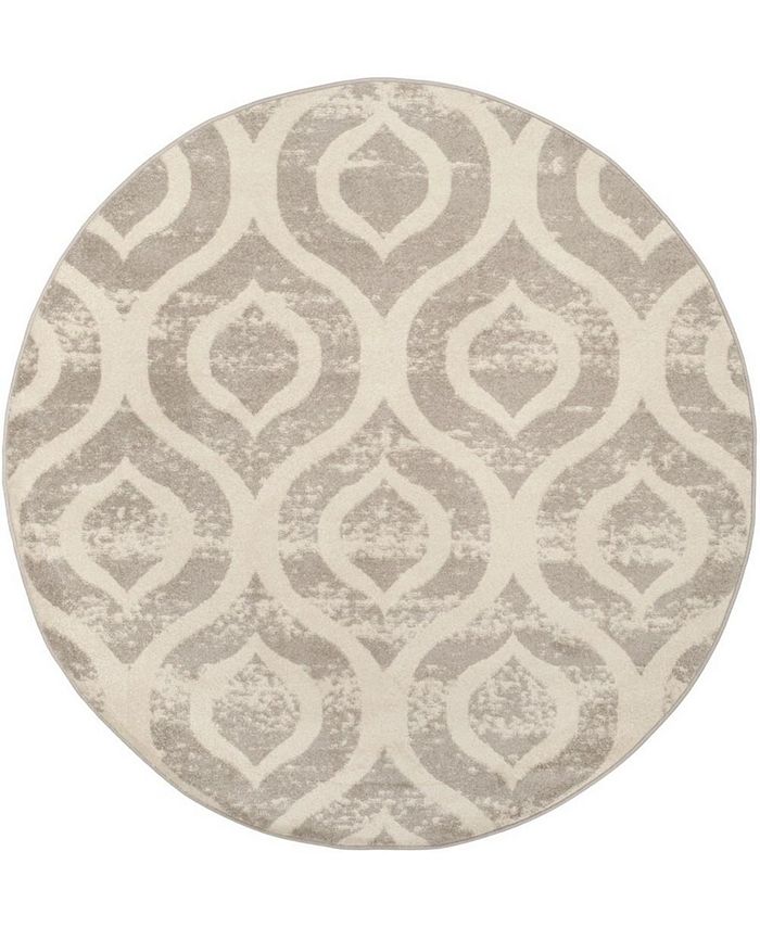 Safavieh Amsterdam Ivory and Mauve 6'7" x 6'7" Round Outdoor Area Rug