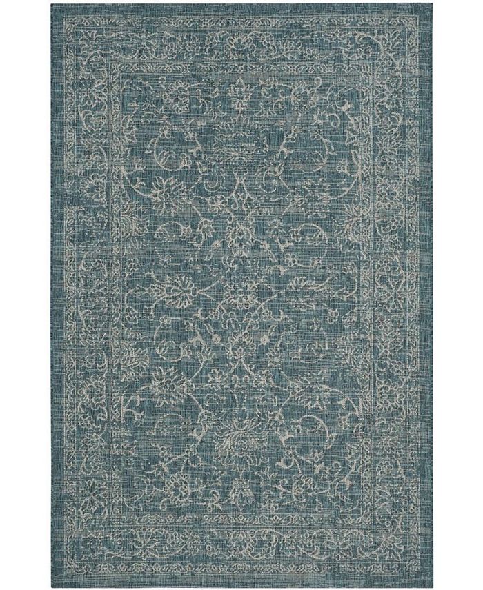 Safavieh Courtyard Turquoise 6'7" x 6'7" Sisal Weave Square Outdoor Area Rug