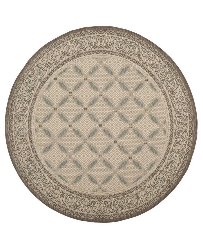 Safavieh Courtyard Beige and Dark Beige 5'3" x 5'3" Round Outdoor Area Rug