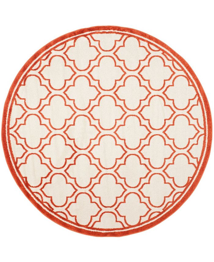 Safavieh Amherst Ivory and Orange 5' x 5' Round Outdoor Area Rug