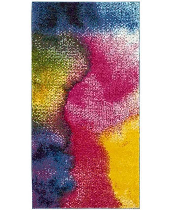 Safavieh Watercolor Green and Fuchsia 2'7" x 5' Area Rug