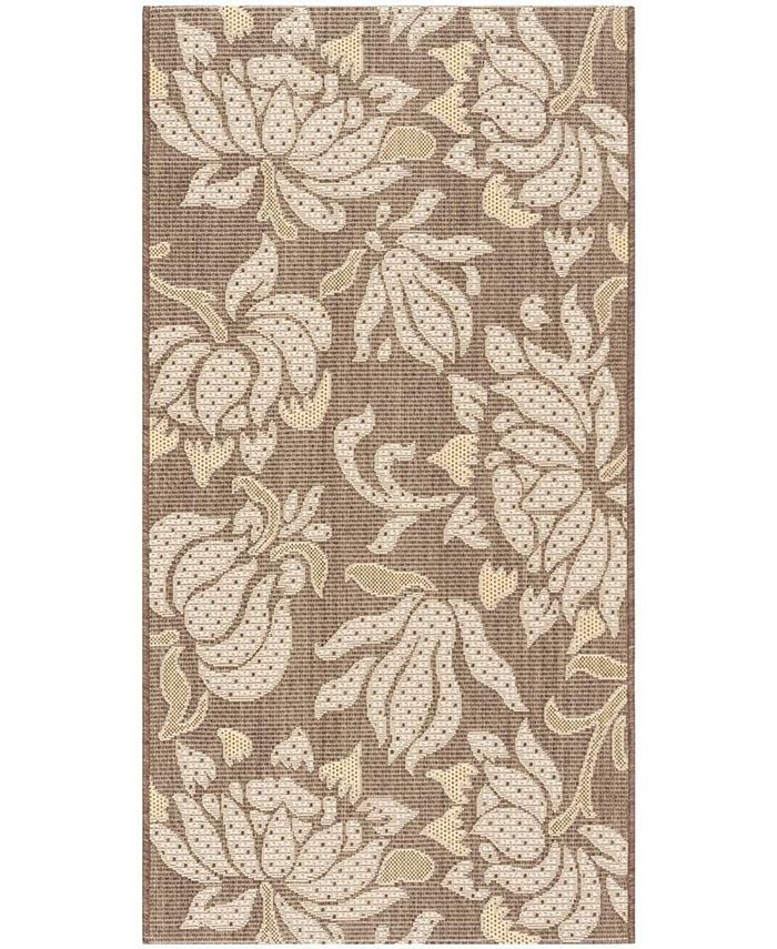 Safavieh Courtyard Light Chocolate and Cream 2'7" x 5' Outdoor Area Rug