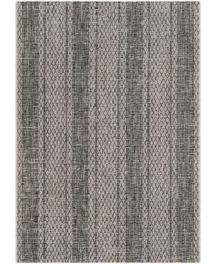 Safavieh Courtyard Light Gray and Black 4' x 5'7" Sisal Weave Outdoor Area Rug