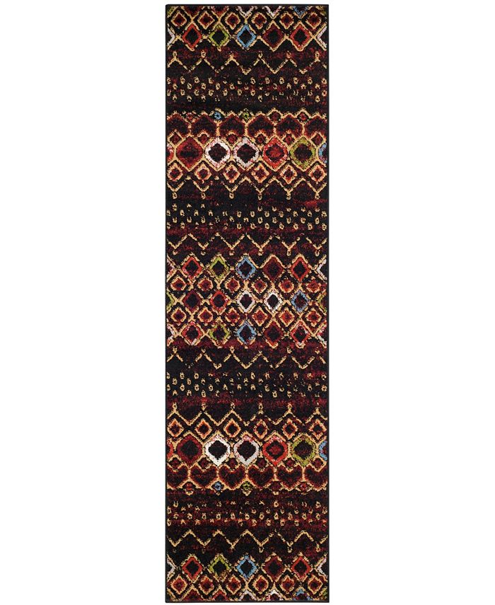 Safavieh Amsterdam Black and Multi 2'3" x 10' Runner Outdoor Area Rug