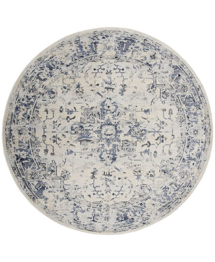 Safavieh Charleston Ivory and Navy 6'7" x 6'7" Round Area Rug