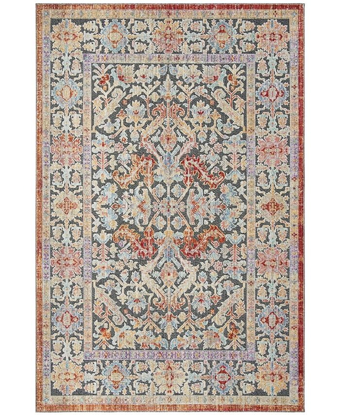 Safavieh Provance Black and Aqua 5'3" x 7'6" Area Rug