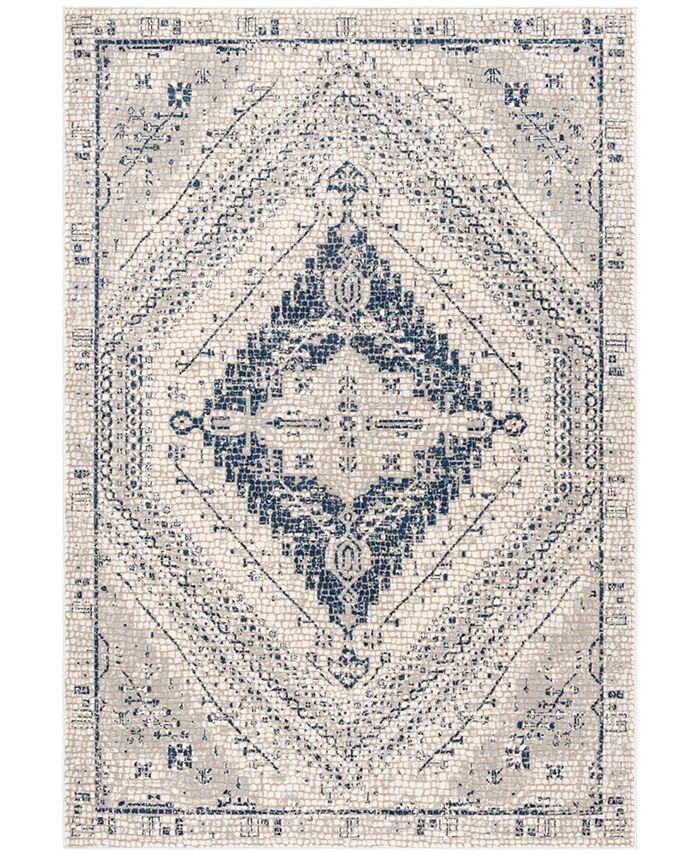 Safavieh Marseille Navy and Ivory 6'7" x 6'7" Square Area Rug