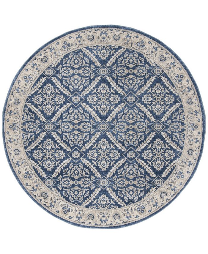 Safavieh Brentwood Navy and Creme 6'7" x 6'7" Round Area Rug
