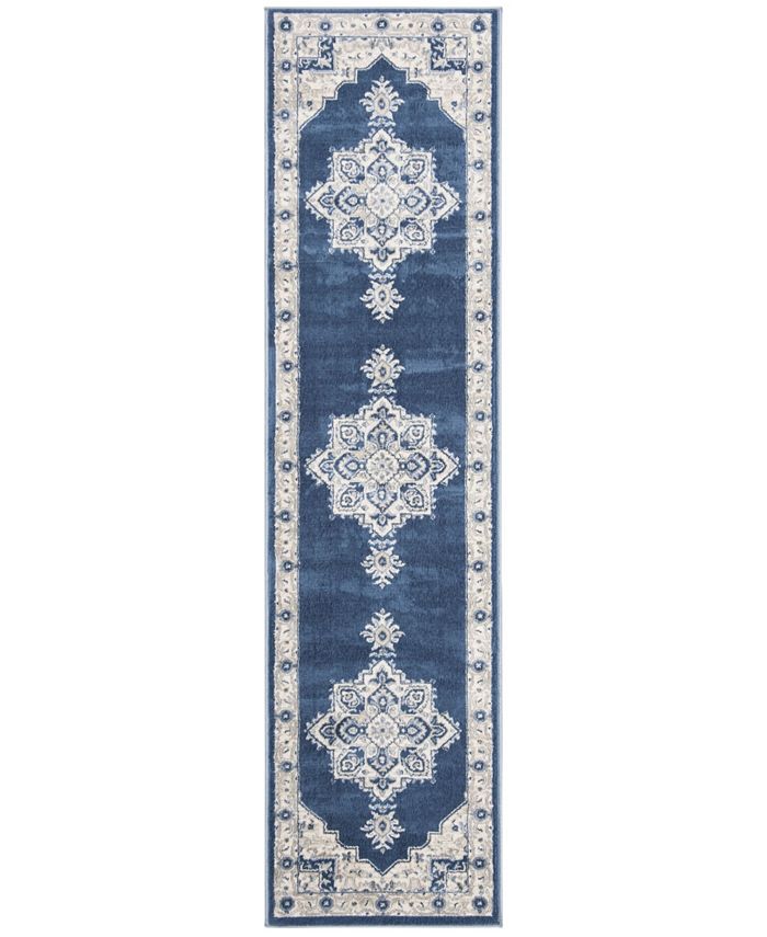 Safavieh Brentwood Navy and Creme 2' x 8' Runner Area Rug