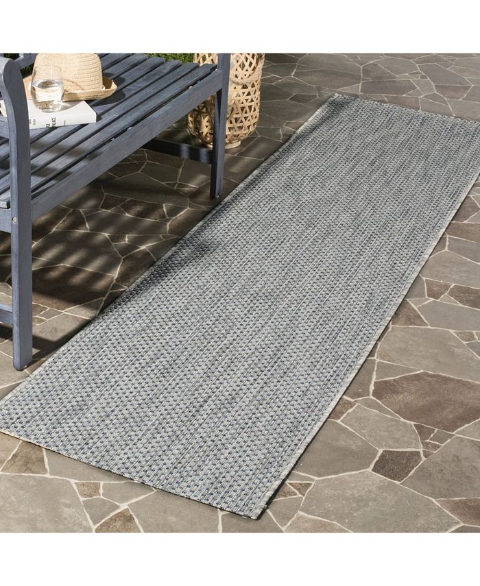 Safavieh Courtyard Grey and Navy 2'3" x 14' Sisal Weave Runner Outdoor Area Rug