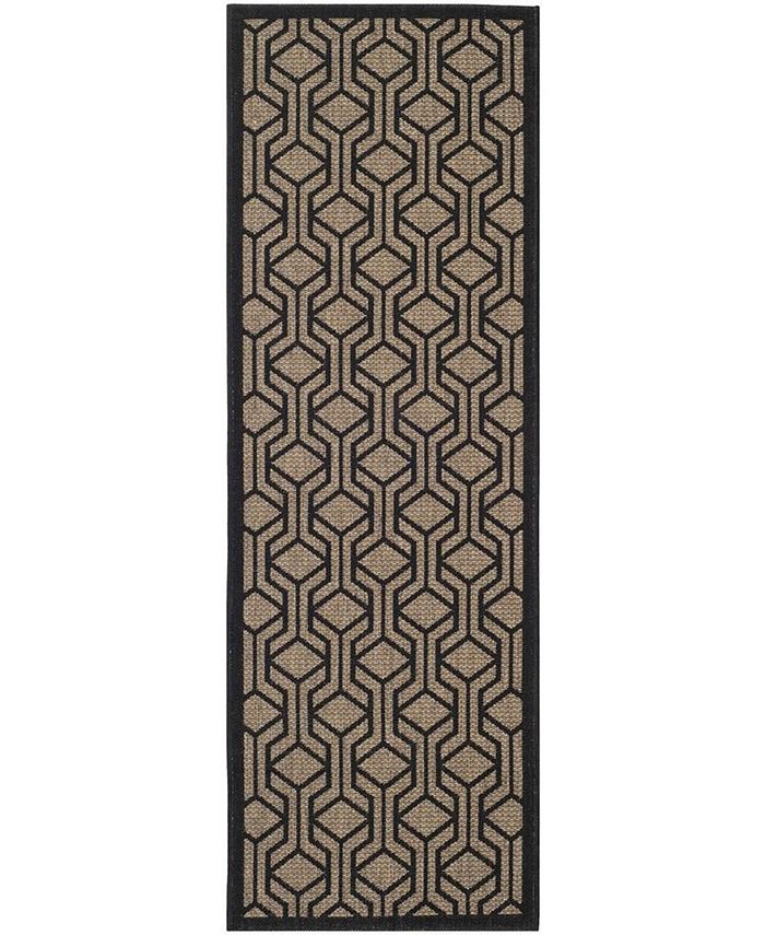 Safavieh Courtyard Brown and Black 2'3" x 12' Sisal Weave Runner Outdoor Area Rug