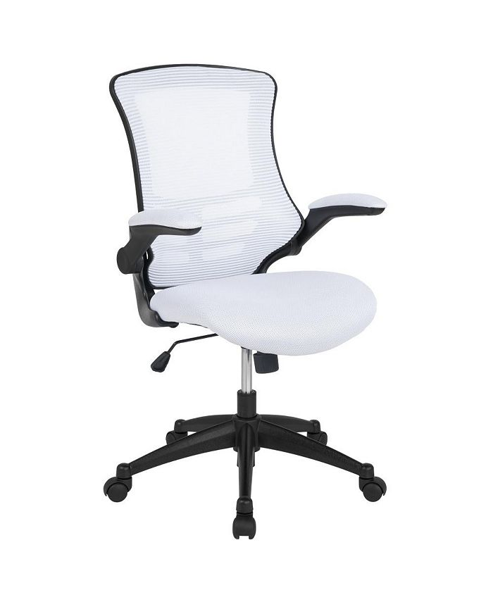 EMMA+OLIVER Mid-Back Mesh Swivel Ergonomic Task Office Chair With Flip-Up Arms