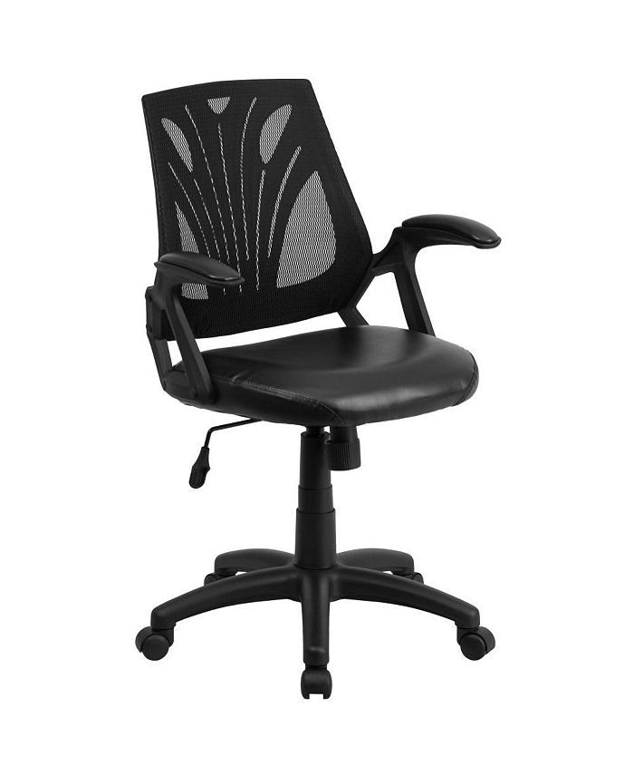 EMMA+OLIVER Mid-Back Designer Mesh Swivel Task Office Chair With Open Arms