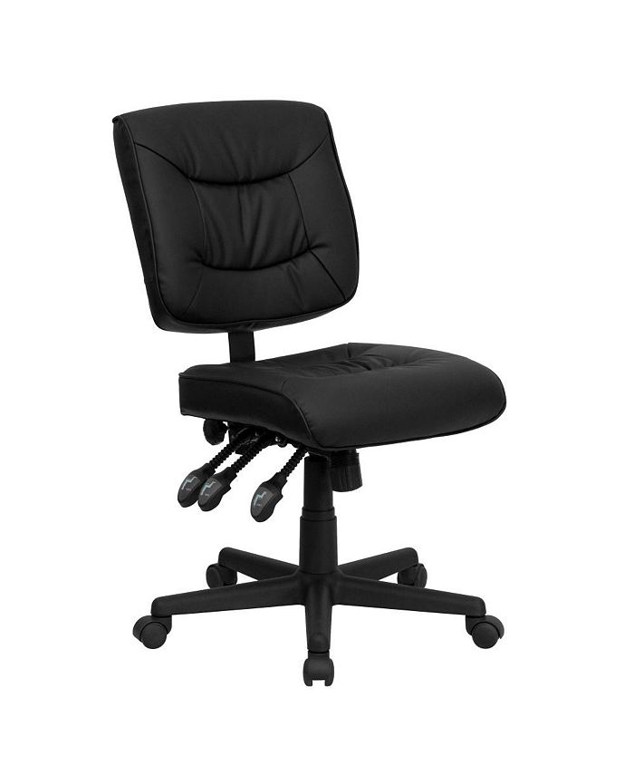 EMMA+OLIVER Mid-Back Leather Multifunction Swivel Ergonomic Task Office Chair