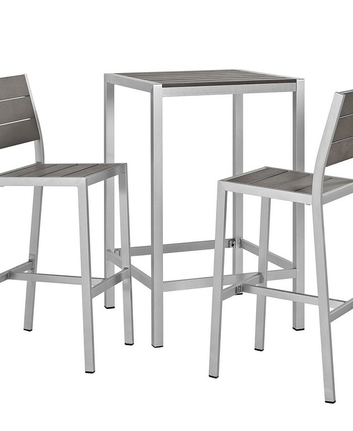 Modway Shore Outdoor Patio Aluminum Outdoor Pub Set 3 Piece