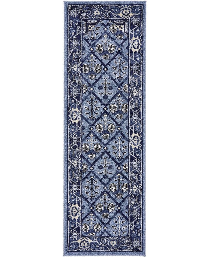 Bayshore Home Aldrose Ald2 Blue 2' x 6' Runner Area Rug