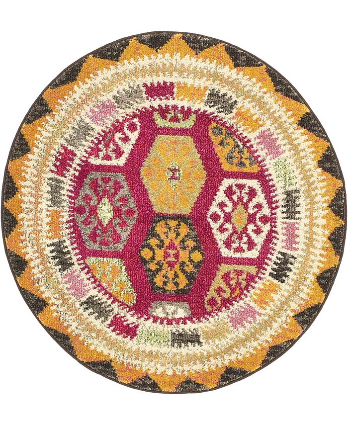 Bayshore Home CLOSEOUT! Arcata Arc8 Red 3' 3" x 3' 3" Round Area Rug