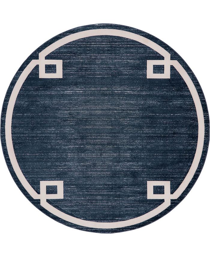 Jill Zarin Lenox Hill Uptown Jzu005 Navy Blue 8' x 8' Round Rug