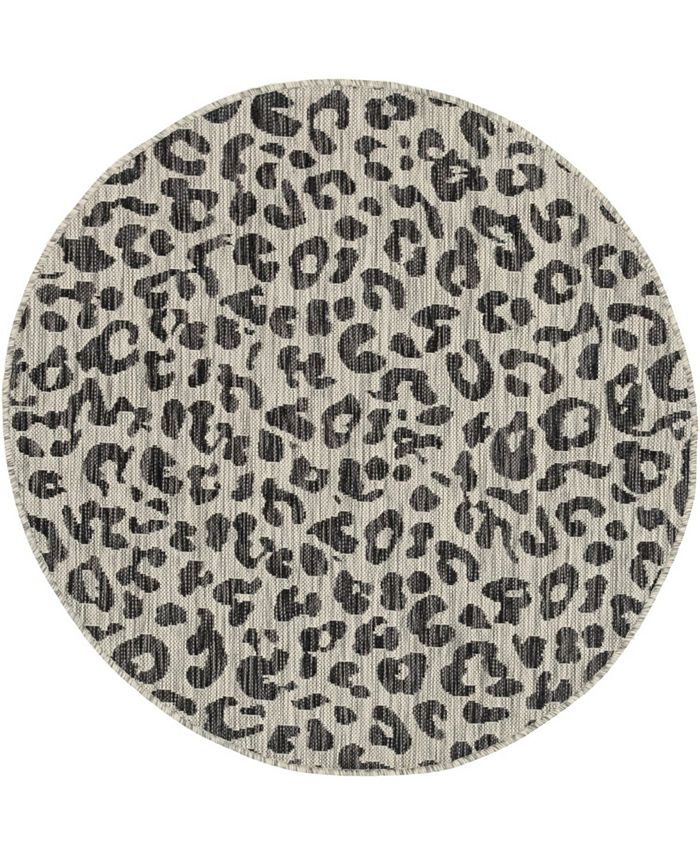 Bayshore Home Outdoor Pashio Safari II Leopard 4' x 4' Round Area Rug