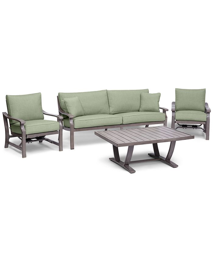 Agio Tara Aluminum Outdoor 4-Pc. Seating Set (1 Sofa, 2 Rocker Chairs & 1 Coffee Table)