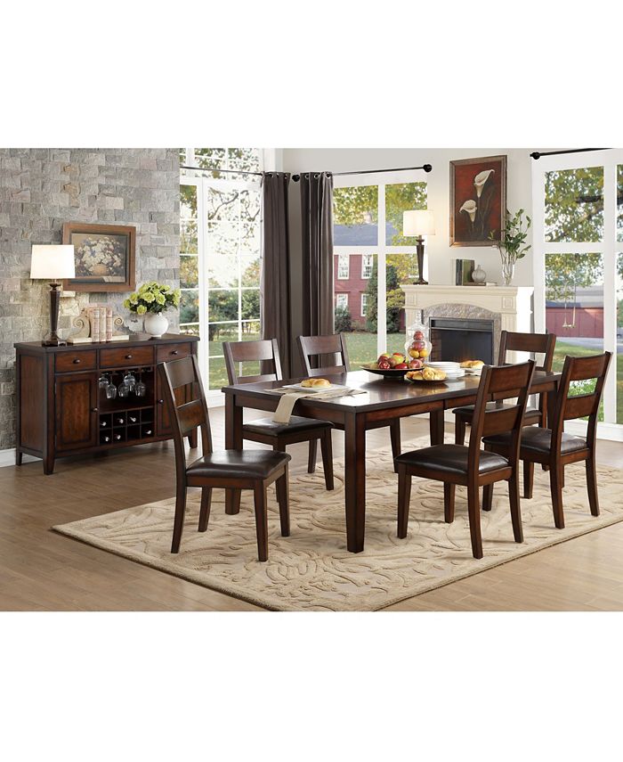 Furniture Leona 7pc Dining Set (Rectangular Dining Table & 6 Side Chairs)