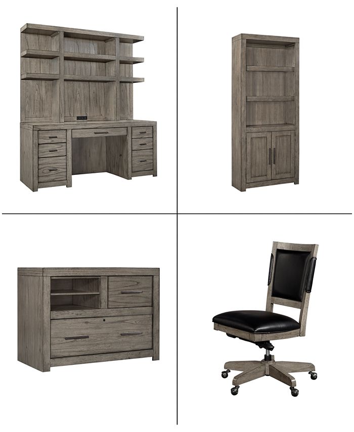 Furniture Modern Loft 6PC Credenza Set (Credenza, Hutch, 2 Door Bookcases, Office Chair, Combo File)