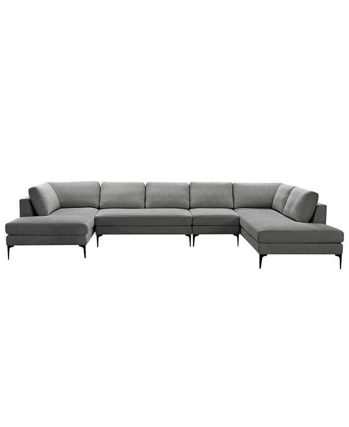 Abbyson Living Evella 4 Piece Fabric Double Chaise Sectional