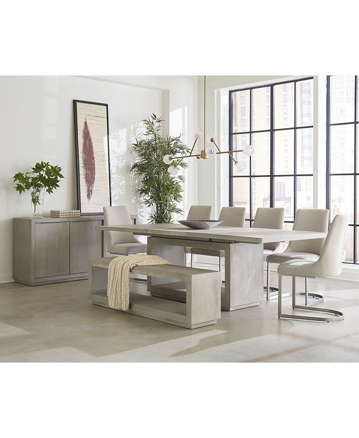 Furniture Tivie 8pc Dining Set (Rectangular Table + 6 Chairs + Bench)