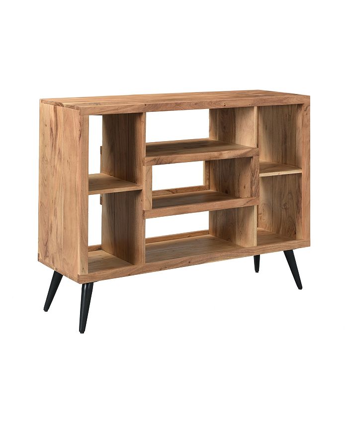 Coast to Coast Bellamy Solid Acacia Wood Bookcase with Seven Shelves and Metal Tapered Legs