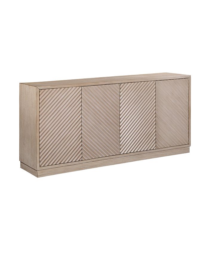 Coast to Coast Hodge Mid-century Modern 4 Door Storage Credenza, Sideboard with Touch Latch Doors