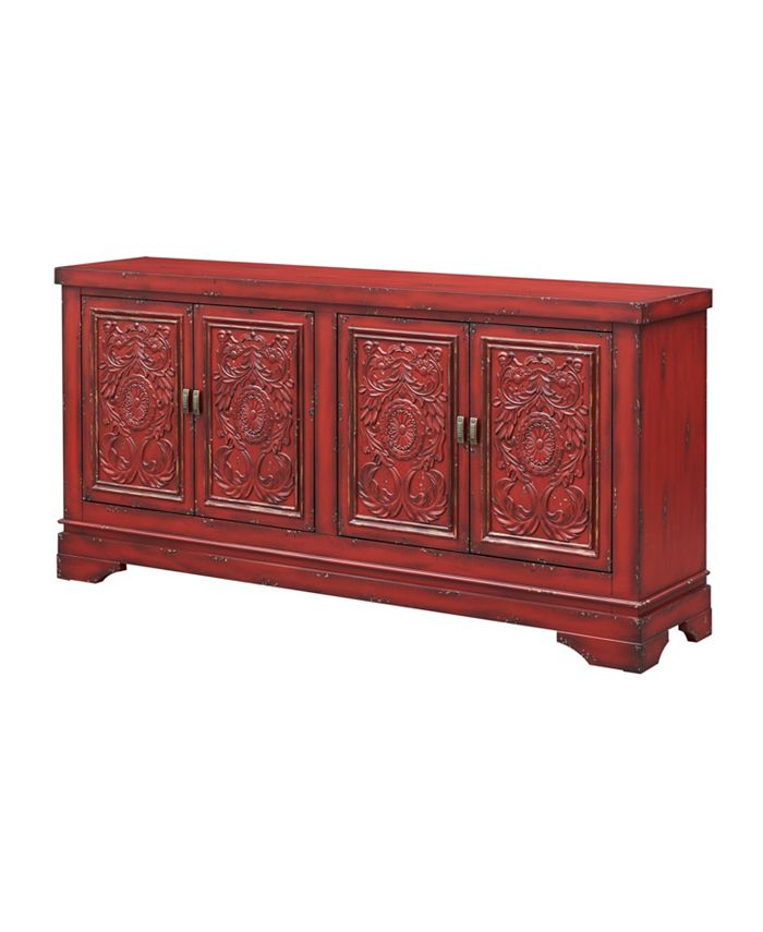 Coast to Coast Rogan 4 Door Storage Credenza, Sideboard with Scroll Designed Door Fronts