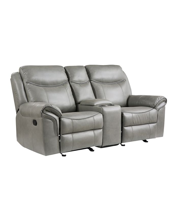 Homelegance White Label Calico 80" Double Glider Reclining Love Seat with Center Console, Power Outlets, Hidden Drawer and USB Ports