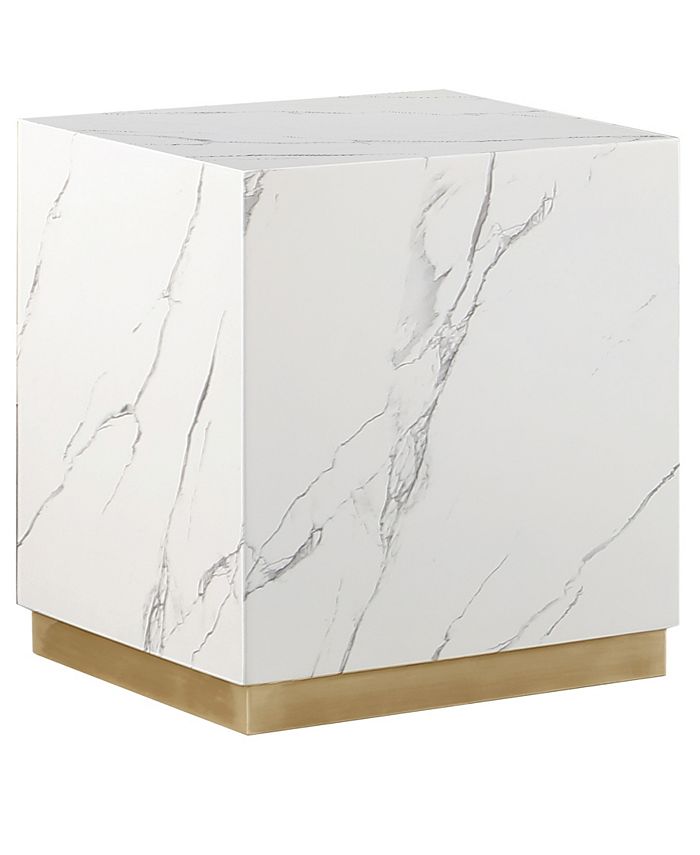 Best Master Furniture Zhuri 22" Faux Marble Square End Table