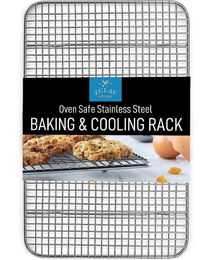 Zulay Kitchen Stainless Steel Wire Baking Rack For Oven Cooking Fits Jelly Roll Pan