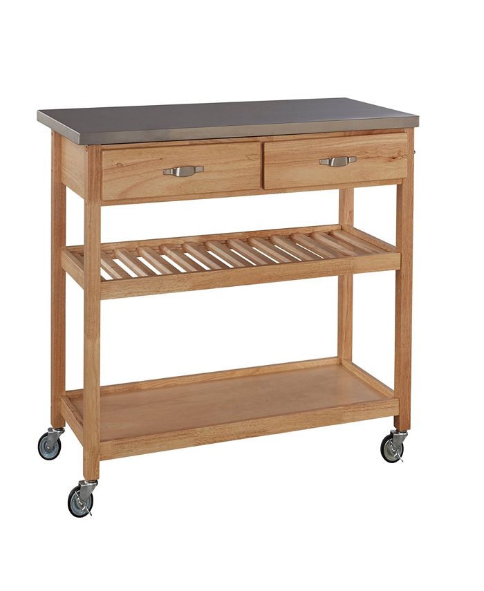 Home Styles Natural Designer Utility Cart with Stainless Steel Top