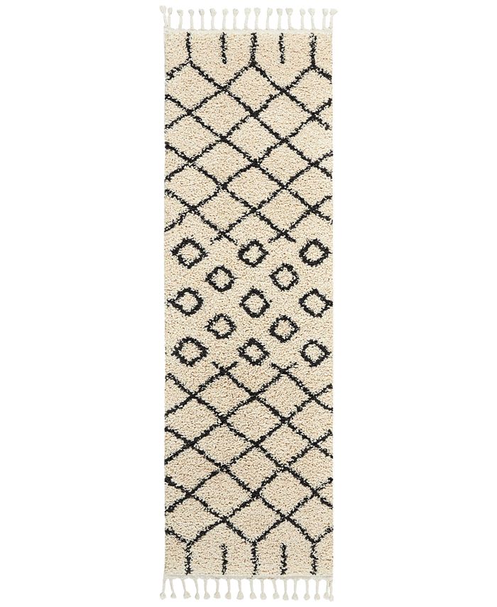 Nourison Home Moroccan Shag MRS01 Cream 2'2" x 8'1" Runner Rug