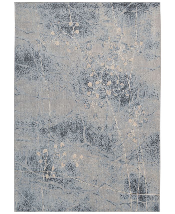 Nourison Home CLOSEOUT! Somerset Silver/Blue Blossom 2'3" x 8' Runner Rug