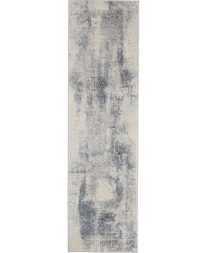 Nourison Home Rustic Textures RUS02 Blue and Ivory 7'10" x 10'6" Area Rug