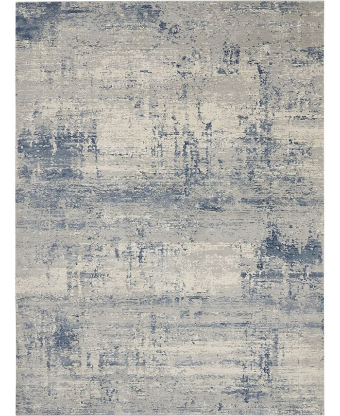 Nourison Home Rustic Textures RUS10 Ivory and Blue 2'2" x 7'6" Runner Rug