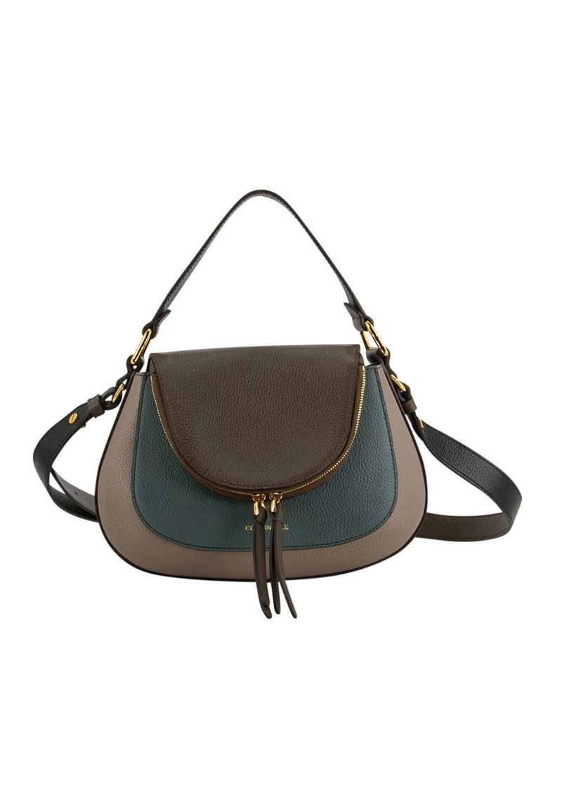 Coccinelle SOLE TRICOLOR PICCOLA COFFEE KALE GREEN WARM TAUPE - Handtasche