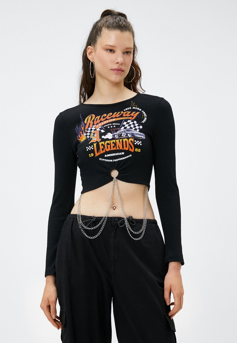 Koton CHAIN DETAIL PRINTED CROP - Langarmshirt