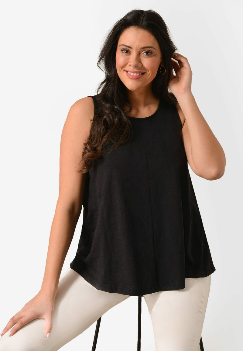 Live Unlimited London TEXTURED ROUND NECK SWING - Bluse