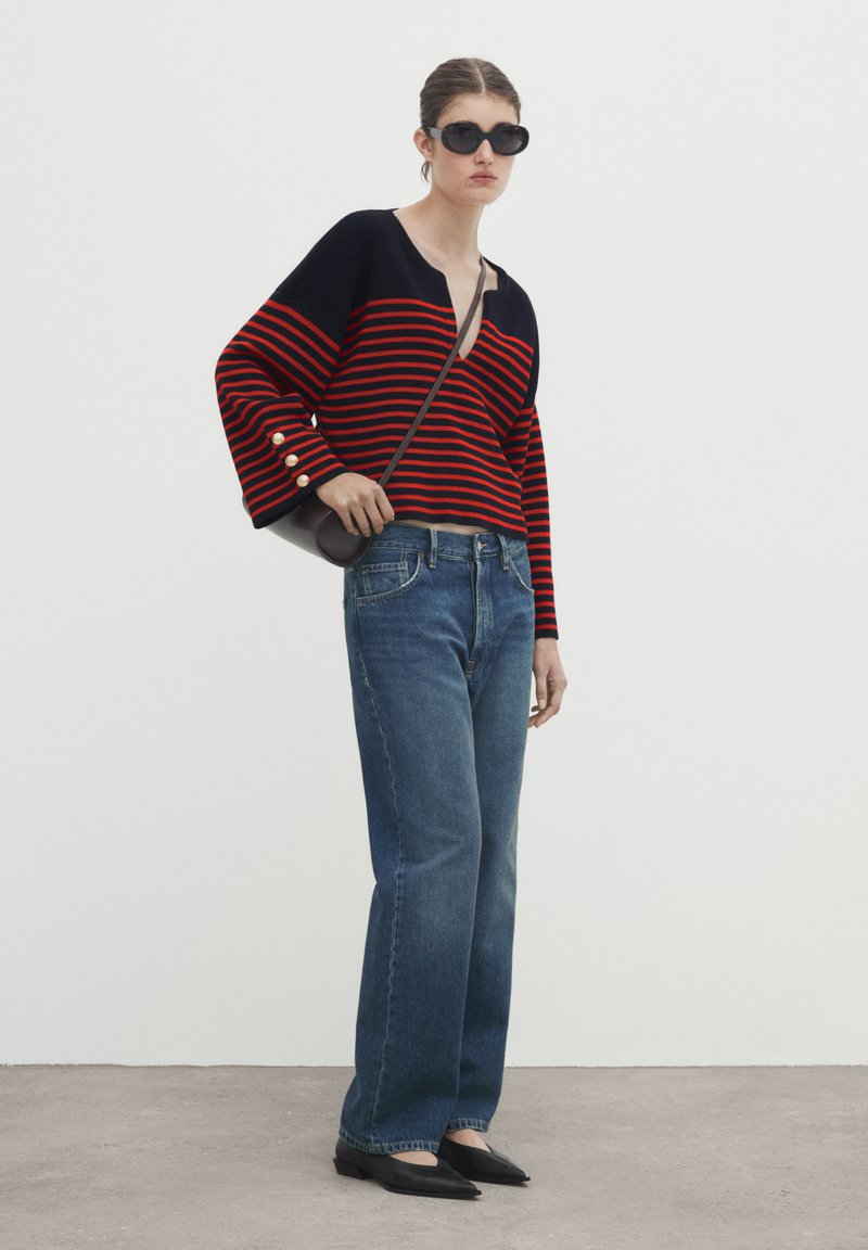 Massimo Dutti STRIPED WITH BUTTON  - Strickpullover